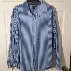 Apt. 9 Men's Casual Blue and White Striped Shirt